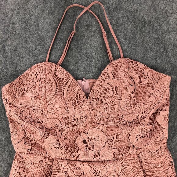 Two Sisters Dress Size 8 Blush Pink Floral Lace Overlay High-Low Sweetheart Neck - Picture 5 of 16